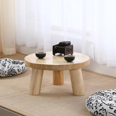 Solid Wood Small Round Table Mortise and Tenon Structure Floor Table Tatami Mat Bay Window Tea Coffee Side End Table
