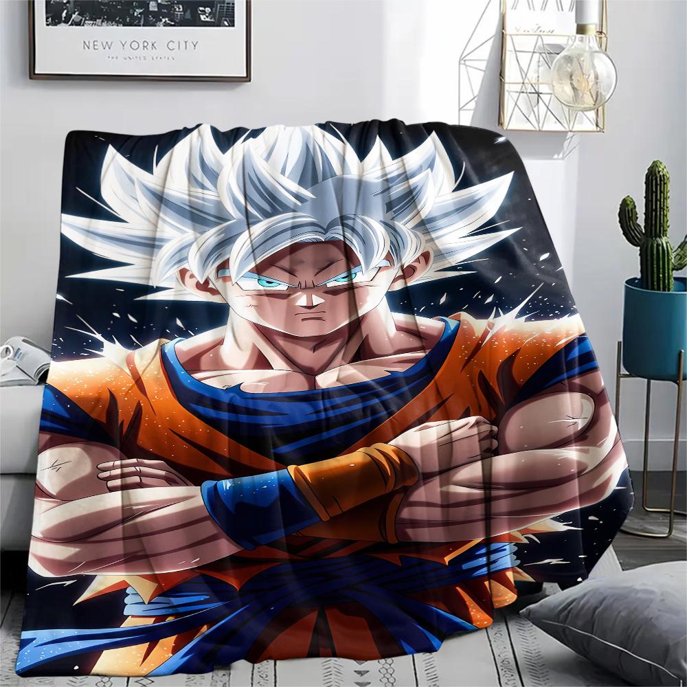 Dragon Ball Charaktere Druck Flanelldecke, Hohe Qualität, Bequem für Alle Jahreszeiten, Heimdekoration, Wärme und Komfort, Perfekt für Weihnachtsgeschenke