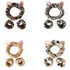 1set Elastic Women Shower Hairband & Wristband Cute Kitten Plush Face Wash Hairband Home Makeup Headband Wristband