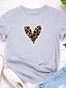 Leopard Heart Print Women T Shirt Short Sleeve O Neck Loose Women Tshirt Ladies Fashion Tee Shirt Tops Clothes Camisetas Mujer