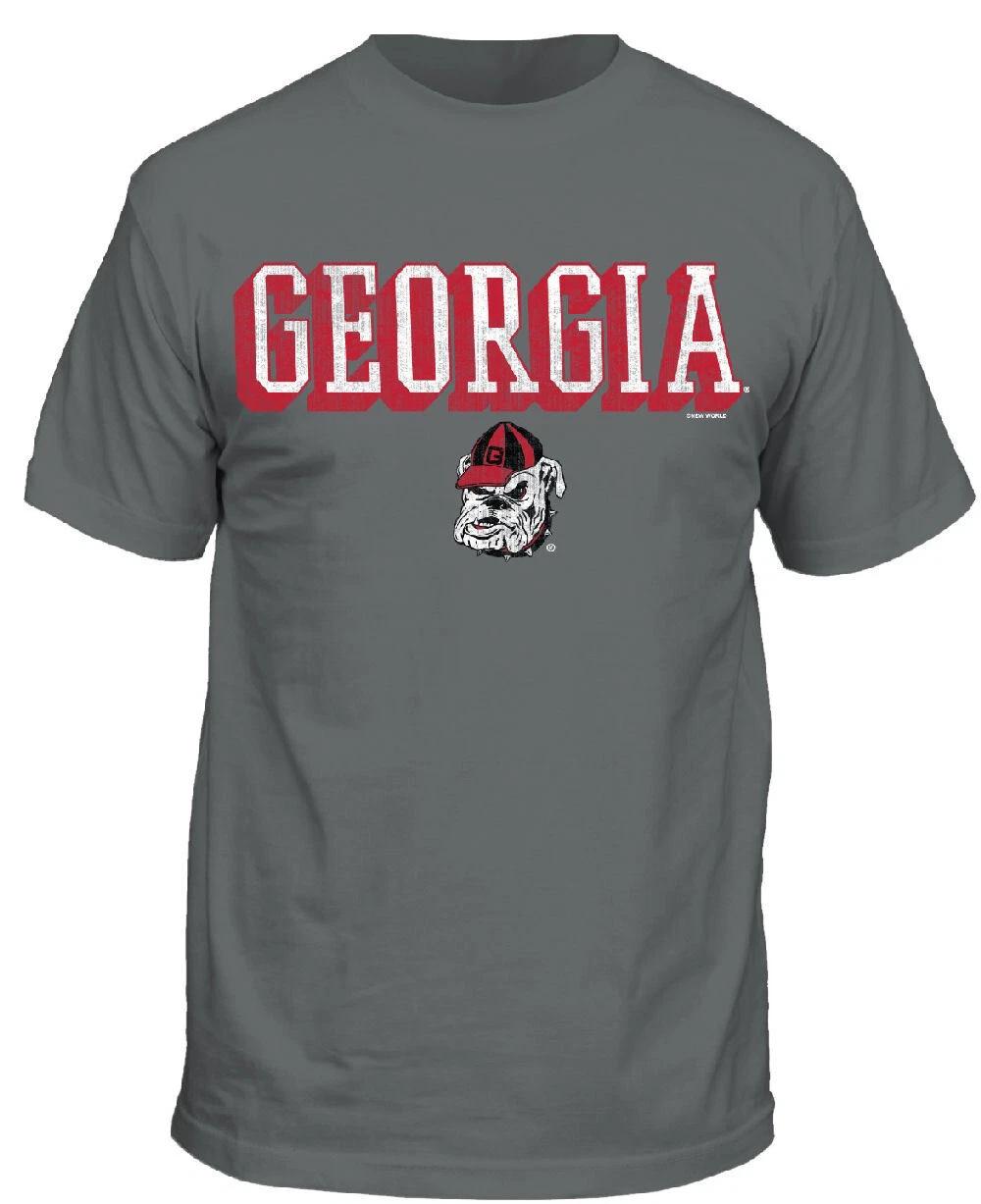 Georgia Bulldogs Men s Distressed Logo Smoke Grey Short Sleeve Shirt 3XL