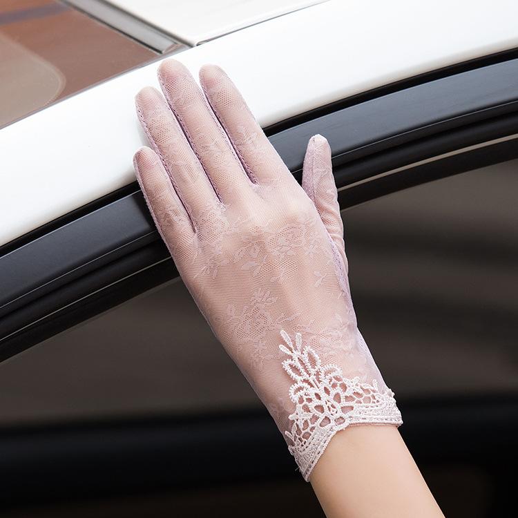 

Женские летние перчатки для вождения с защитой от ультрафиолета, кружевные перчатки фиолетовый