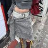 Women's Autumn Irregular Hem Knit Skirt - European & American Street Style with Pleated Design and Lace Details
