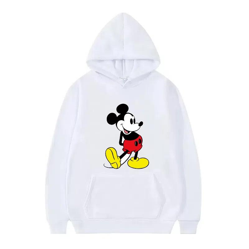 Disney Mickey Mouse Pattern Woman Fleece Sporty Loose Grey Winter Tops Clothing Pullovers Ladies Cheap Hoodies Men Sweatshirts