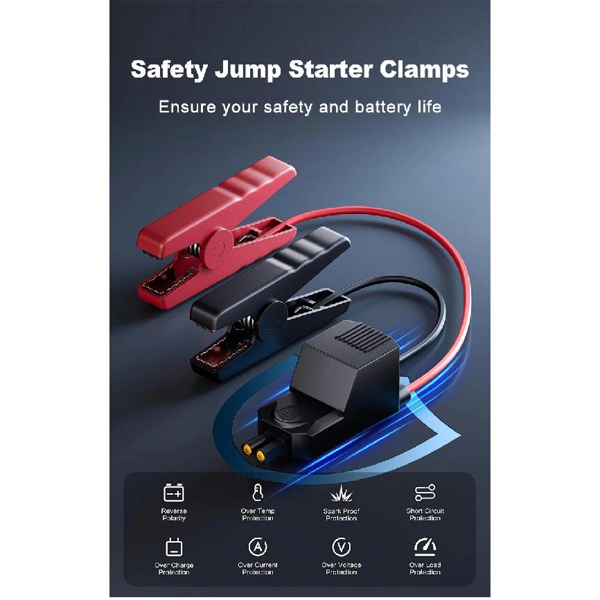 EAFC 2000A/600A Car Jump Starter Power Bank Portable Starting Device Lighting 12V Petrol Diesel Car Booster With Smart Clip
