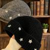 New hat women's winter fashion star knitted pullover hat big head circumference versatile face small wool hat tide