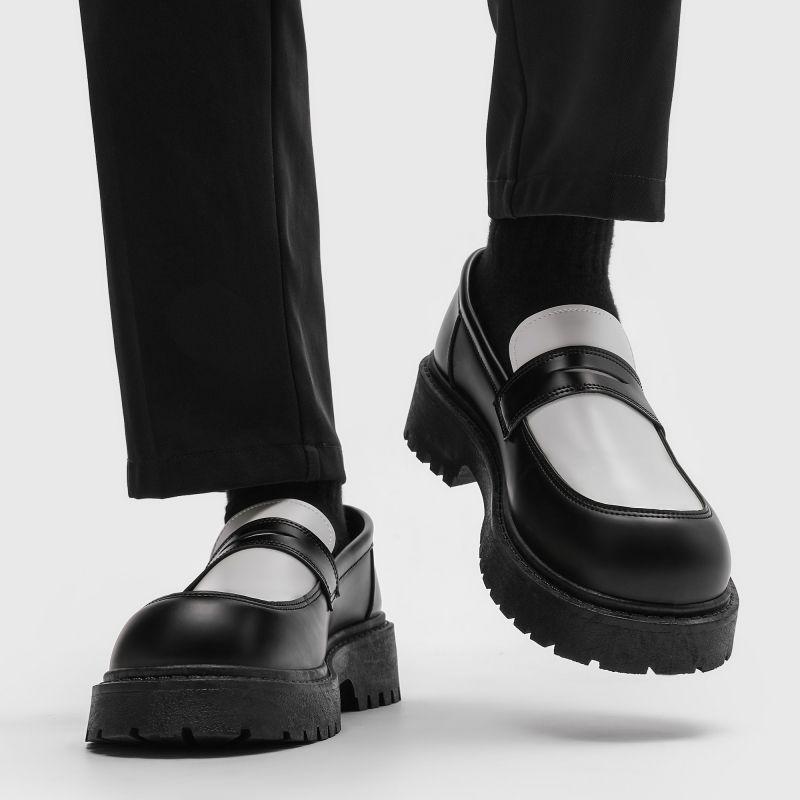 Men's Retro Leather Derby Shoes - Autumn Casual, British Style, Height Increasing, Wear-Resistant, Thick Sole Fashion.