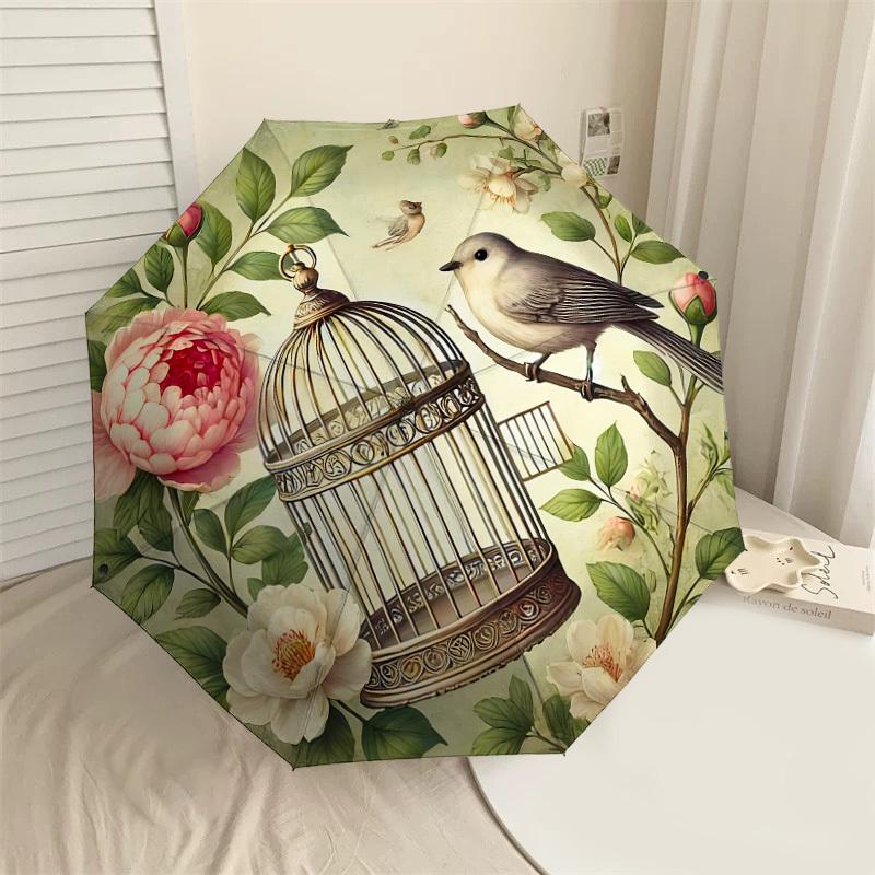 

1PC birdcage flowers Umbrella-8-Rib Reinforced, Automatic Open, Lightweight & Durable, Cute Fashion Accessory for Outdoor, Beach, or Casual Use, Beach