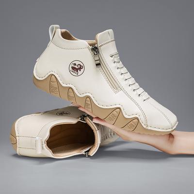 Popular Women's Shoes Large Size Women's Martin Boots Medium Top Leather Boots Outdoor Casual Shoes Women's Short Boots