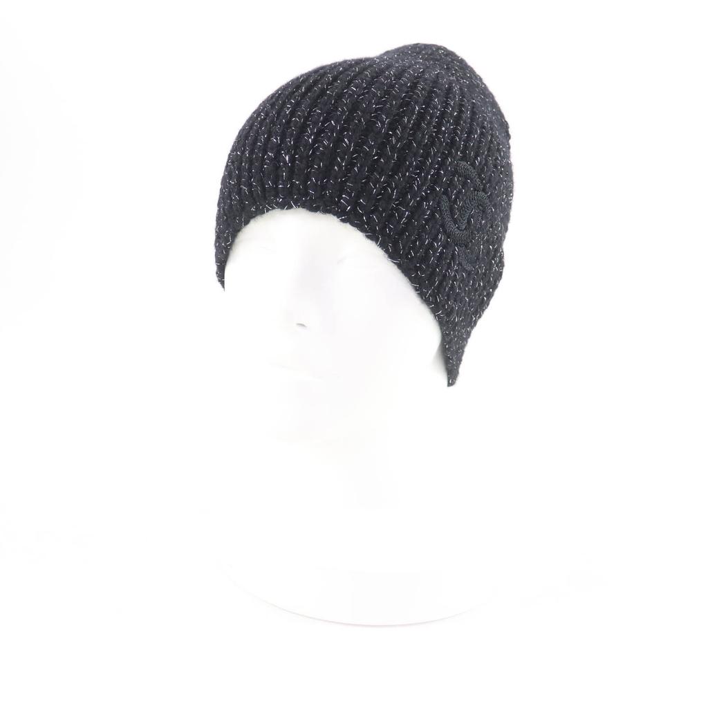 Excellent CHANEL Knit cap black cashmere Women AAB710 Used