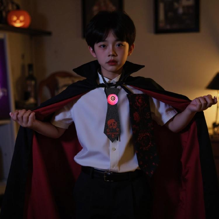 LED Power Glowing Eyeball Necktie For Halloween Costume Theme Parties And Special Event Photography Neckwear Accessory