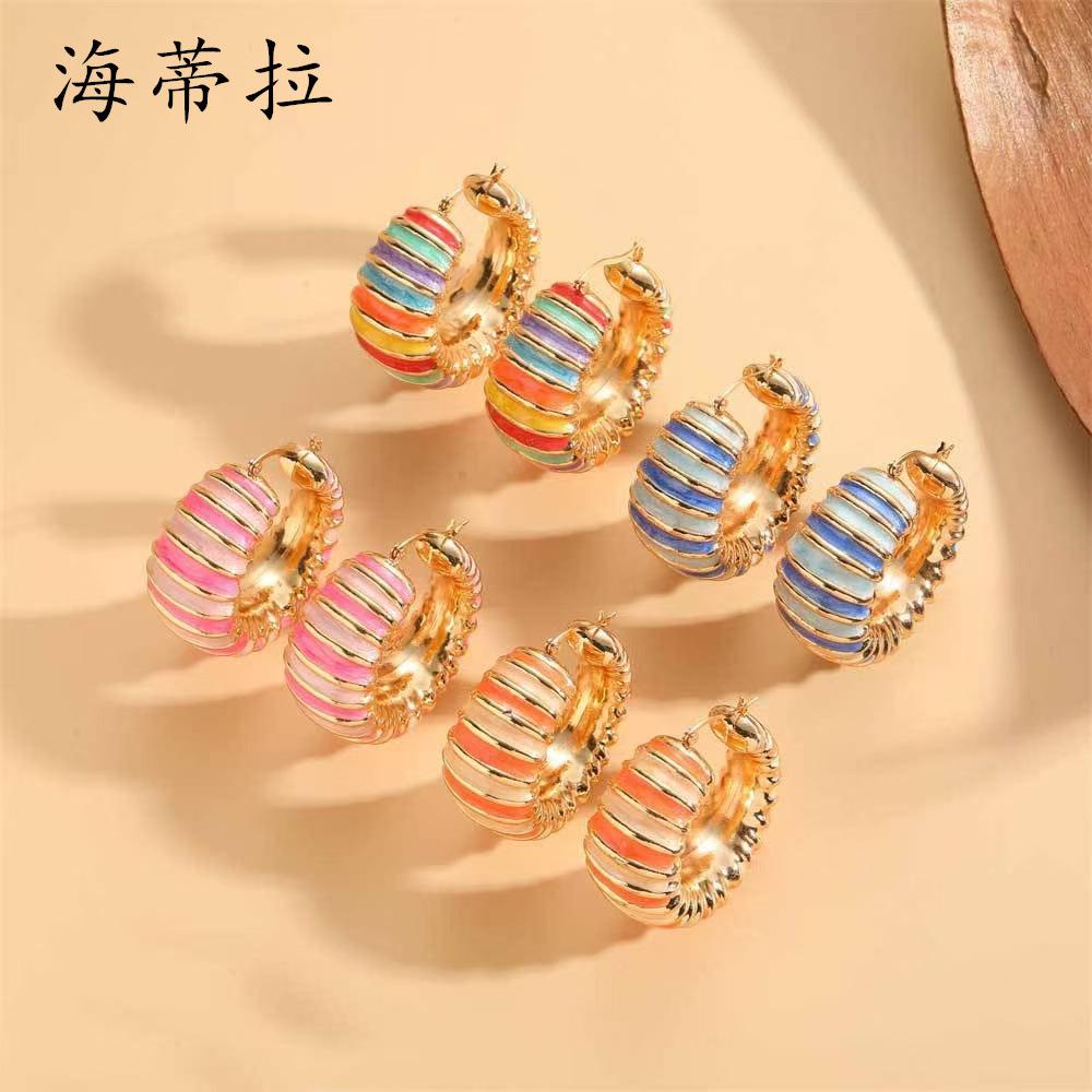 Personalized Round Oil Design Earrings, Simple and Elegant Earrings, Style Earrings, Women