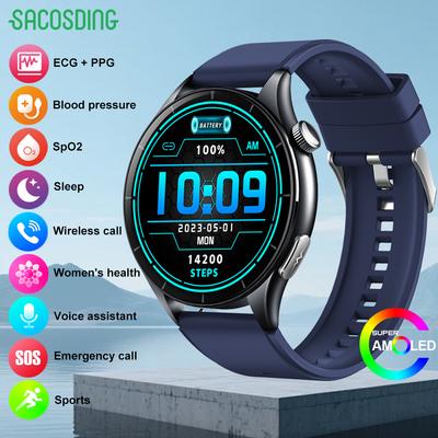 2026 Nowy Smartwatch Zdrowotny BMI, Tkanka Tłuszczowa, Ciśnienie Krwi + PPG, NFC, Połączenia Bluetooth, Latarka LED, Zegarek do Sportów na Świeżym Powietrzu Męski