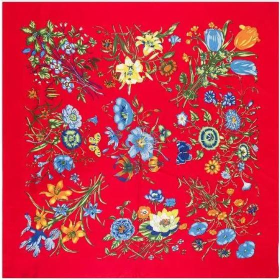 130cm*130cm  New Luxury Brand Women Winter Silk Scarf Twill Floral Print Turban Headband Large Hijab Square Scarf Shawl