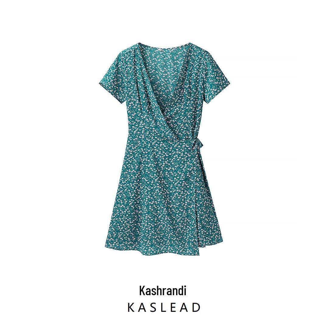 

Spring 2025 Women s European & American Style V-Neck Printed Tie-Up Dress Small
