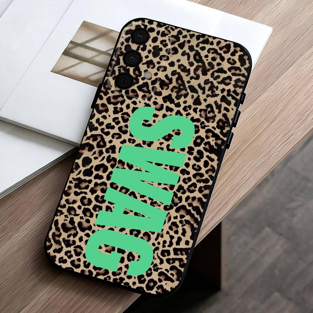 

C-Clmj L-L-Leopard P-P-Print SWAG Phone Case For Samsung Galaxy A73,A72,A71,A70,A53,A52,A51,Soft Silicone Black Cover Samsung a20s