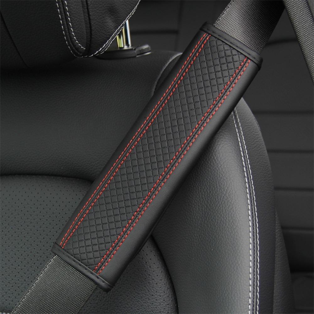 

Embossed Car Seat Belt Shoulder Cover PU Leather Decompression Comfort Belt Protective Cover Universal Car Shoulder Pad Car червоний