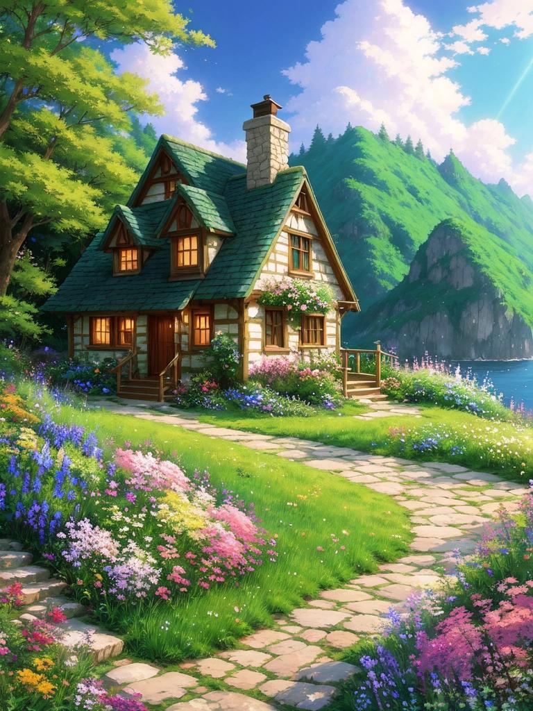 Dom Diamentowa Mozaika Krajobraz Haft Krzyżykowy Góra Cyrkonie Obraz Kwiat Malarstwo Ulica Ręcznie Robione