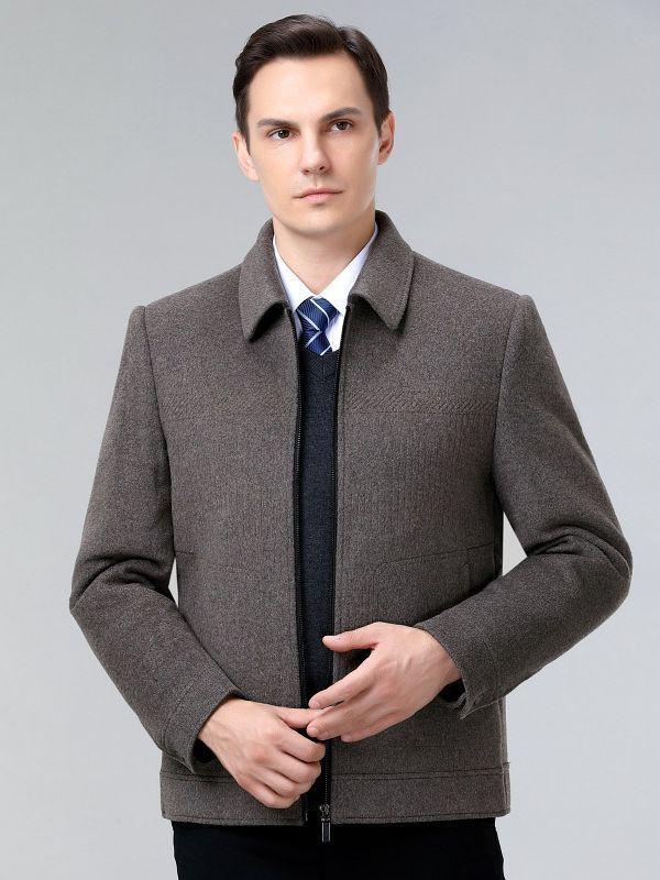 Men's Double-Sided Cashmere Jacket: Autumn/Winter Business Casual Wool Coat for Middle-Aged Dads