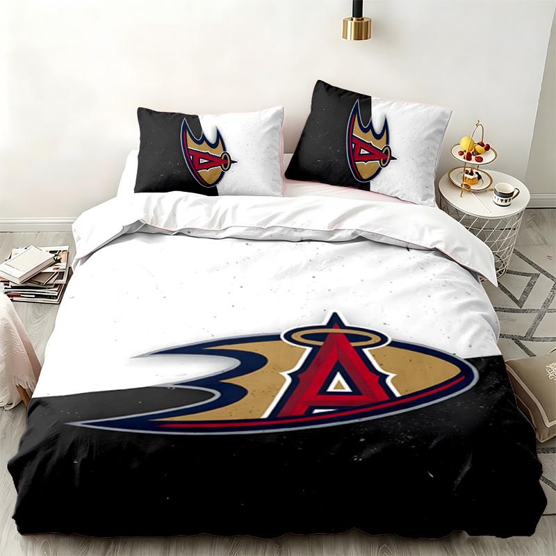 Anaheim Ducks 3-teiliges Set Perfekt für das Schlafzimmer Bequemes Bettwäsche-Set enthält einen Bettbezug und zwei Kissenbezüge Ideales Geburtstags- oder Weihnachtsgeschenk