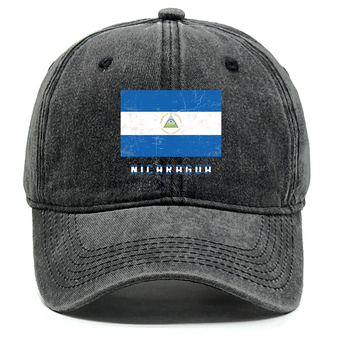

Flag of Nicaragua Print Adjustable Baseball Cap, Patriotic Dad Hat Vintage-Inspired Leisure Headwear Summer Snapback Baseball Hat as the picture чёрный
