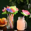 20Pcs Luau Hawaiian Theme Party Flower Drinking Straws for Summer Beach Tropical Hawaii Birthday Wedding Party Decoration