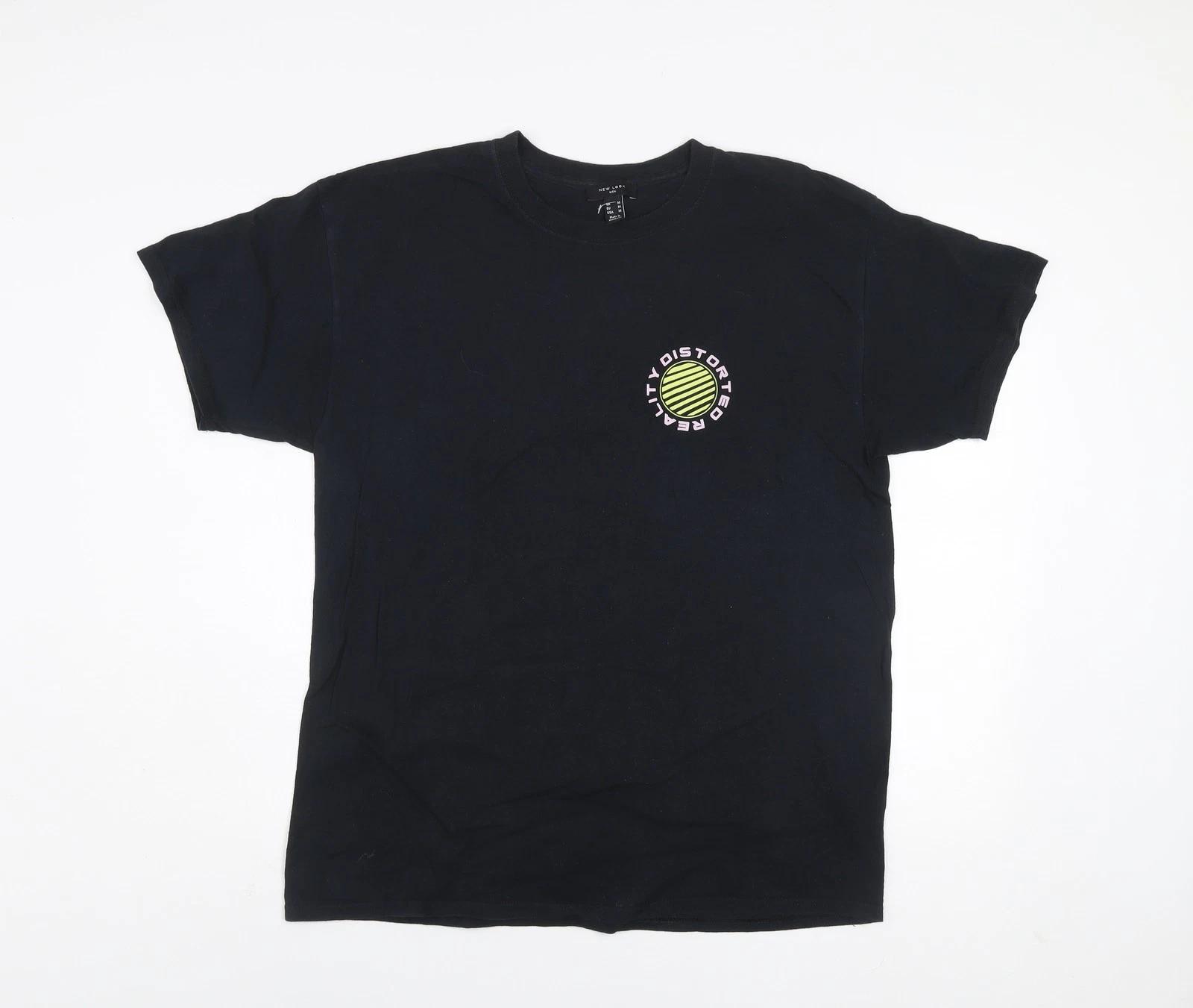 

New Look Men s Black Medium Graphic Print T-Shirt - Distorted Reality Style M