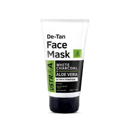 De-Tan Face Mask - Dry Skin - 125 Gm - Wash-off Mask | Effective Tan Removal with White Charcoal| Anti-inflammatory Properties of Aloe Vera