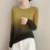 2025 Women's Gradient Merino Wool Sweater: Early Spring, Long Sleeve, Fashionable Loose Knit