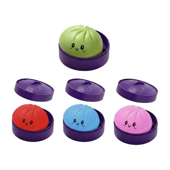 Yousheng 1/2/3/4/5Pcs Cartoon Expression Dumpling Squeeze Toy, Stress Relief Dough Stress Ball Fidget Toy, Soft Simulated Steamed Bun Sensory