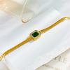 Gold Cuban Link Emerald Square Bracelet – Vintage Luxury Jewelry, Growth Elegance Gift for Women