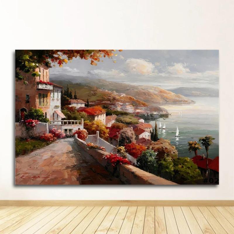 

Картина на полотні для декору вітальні, плакат і принти. Абстрактний пейзаж із садом Середземного моря, картина маслом на 30x45cm No Frame