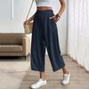 Wide Leg Womens Pants Relaxed Fit Lightweight Pants for Women High Waist Cropped Trousers Casual Loose Style