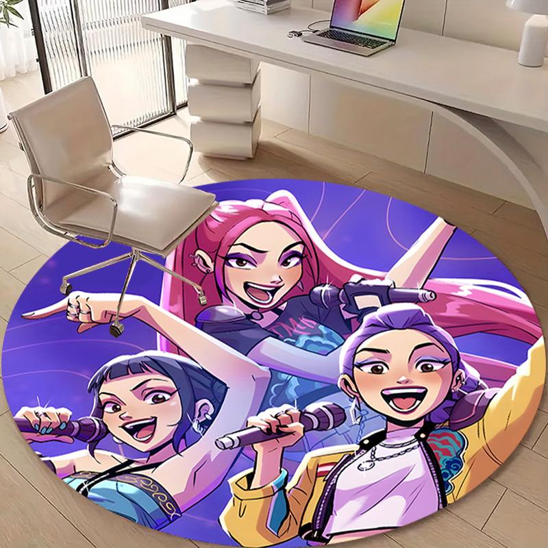 1pc KPop Demon Hunters17 Design Printed Area Round Carpet for Bedroom Living Room Home Decor Rugs Mat Non Slip Mat Rug for Bedside