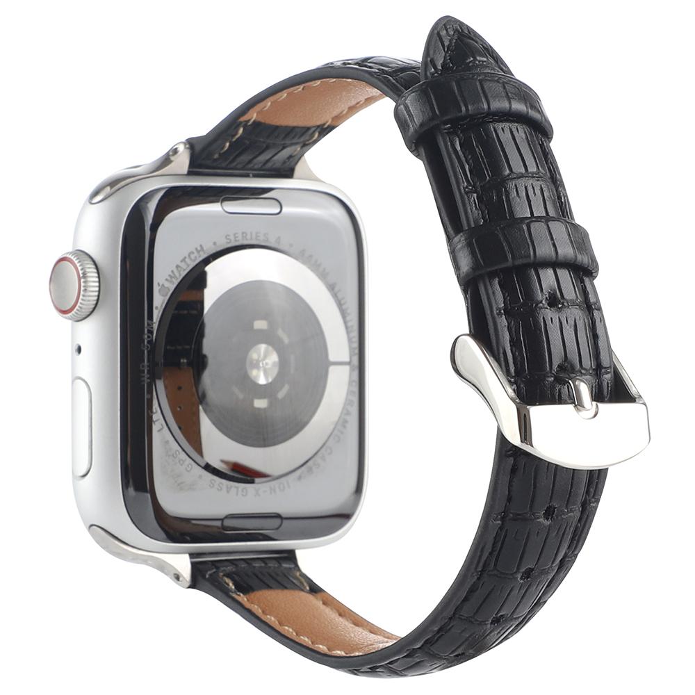 

Crocodile Texture Leather Strap Strap for Apple Watch Series 10 42mm/9 8 7 41mm/SE (2023) SE (2022) SE 6 5 4 40mm/3 2 1 38mm Wrist Band Black