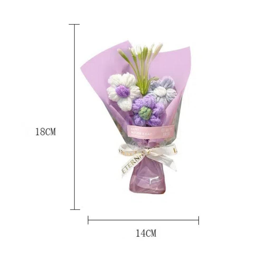 Fake Flower Mini Flower Bouquets Home Decoration Mother's Day Gifts Crochet Artificial Flower Handmade Knitted Flower Bouquets