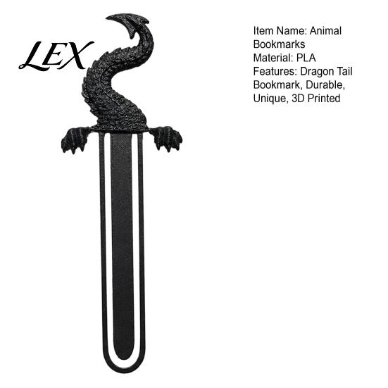 Dark Fantasy Stationery Gifts 3D Printed Dragon Tail Bookmark, Retro Durable PLA Reading Marker, Niche Tools for Adults Unique Animal Page Holder