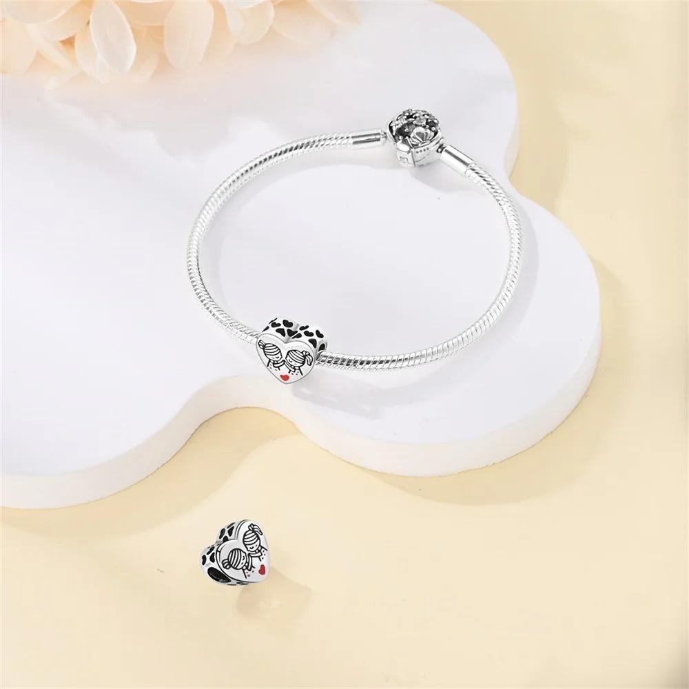 Original Charms Copper Sisterly Love Heart Series Beads Fit Bracelet Women Jewelry Making Diy Gift