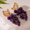 Leichter Luxus Lila Perlenohrringe Imitation Frucht Vintage Ohrringe Trauben Ohrstecker Party