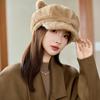 New Imitation Mink Hat Women's Winter Casual Octagonal Hat Thickened Visor Cat Ear Beret