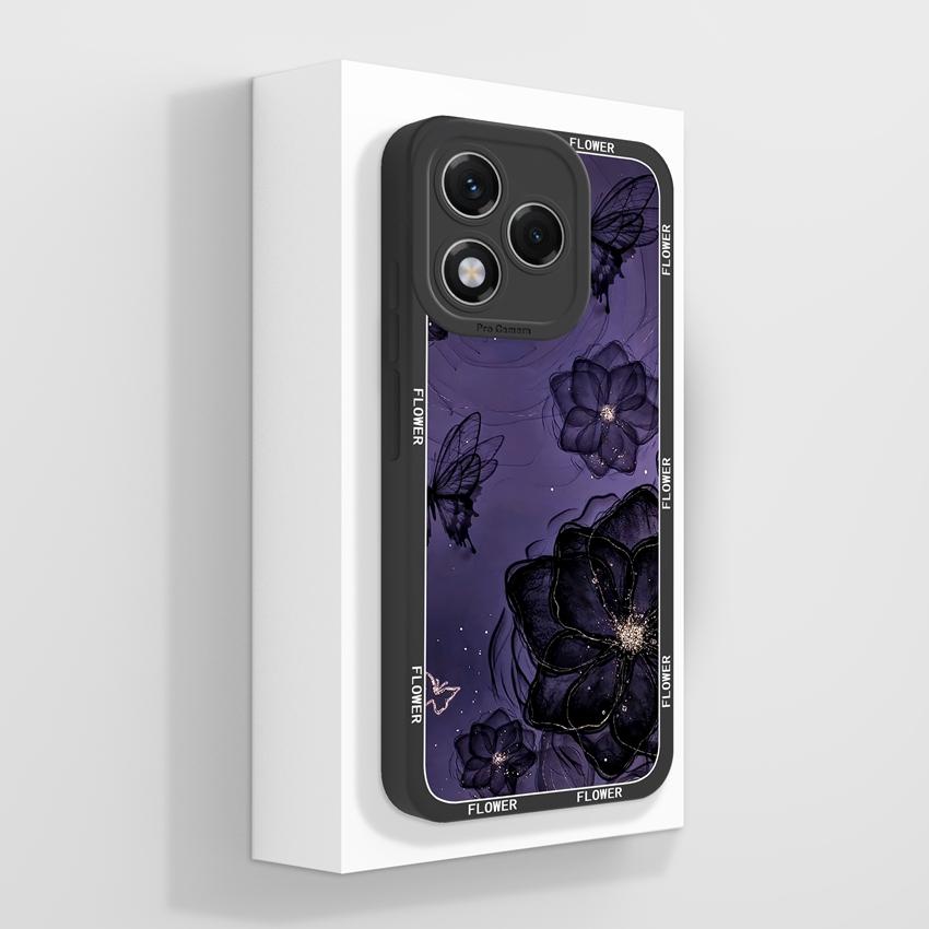 Silikonový kryt s motivem květiny pro Huawei 400 Lite X7c X8 X8c X9c Play 30 60 Plus, odolný proti pádu, s motivem květů a ochranou obrazovky proti pádu pro Huawei.