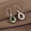 Green Amethyst Gemstone 925 Sterling Silver Customize Teardrop Earrings 1.5" Gift For Mom AEE-2-15
