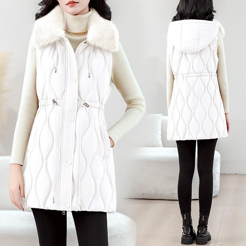 Wear a vest for women's medium and long autumn and winter new products, slim down cotton clothes, vest jackets, thickened vests