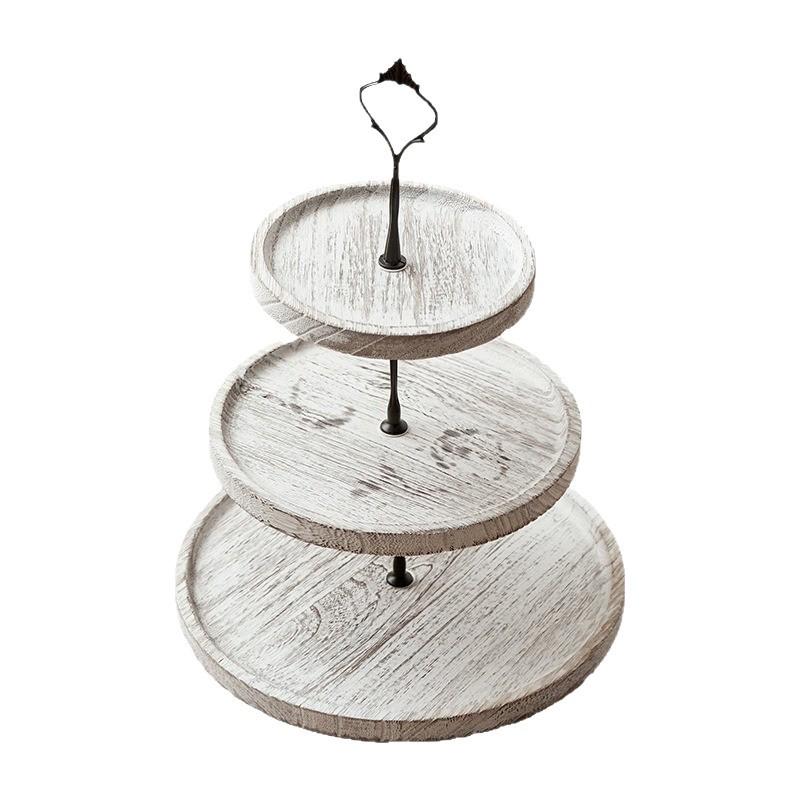 Creative European Double Layer Wooden Dessert Stand: Forest Style Cake and Treat Display Tray