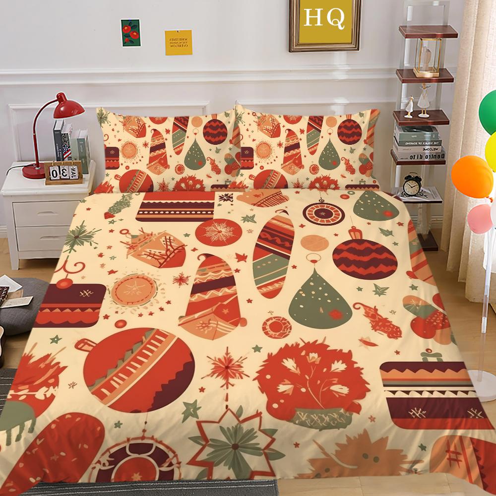 Microfiber Fabric Christmas Bedding Set Luxury HD Quilt Cover Pillowcase 2 or 3 AU/EU/DE/US Full Size Quick Drying Easy Cleaning Home Decoration