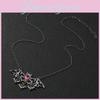 Halloween Jewelry Dark Alloy Bat Pendant Necklace With Water Crystal For Adults