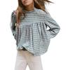 JKASHDK Women's Fashion Casual Spring Autumn Plaid Print Long Sleeve Half Turtleneck Blouses & Shirts