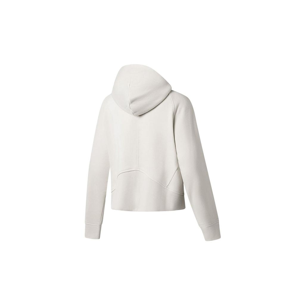 Li Ning Womens Fitness Series Solid Color Hooded Zip Long Sleeve Sweatshirt Women sweatshirt Moonlight-Gray AWDT120-5