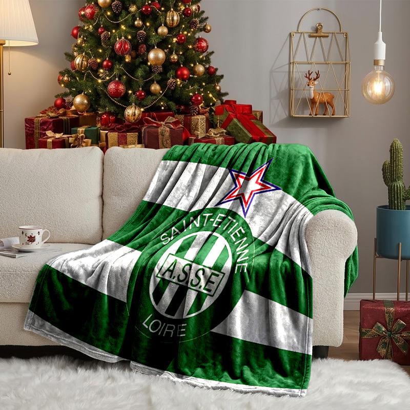 Saint-etienne Football Club Throws Blanket Flannel Blankets Plush for Couch Bed Gifts for Men Women Travel picnic blanket Christmas fan gifts