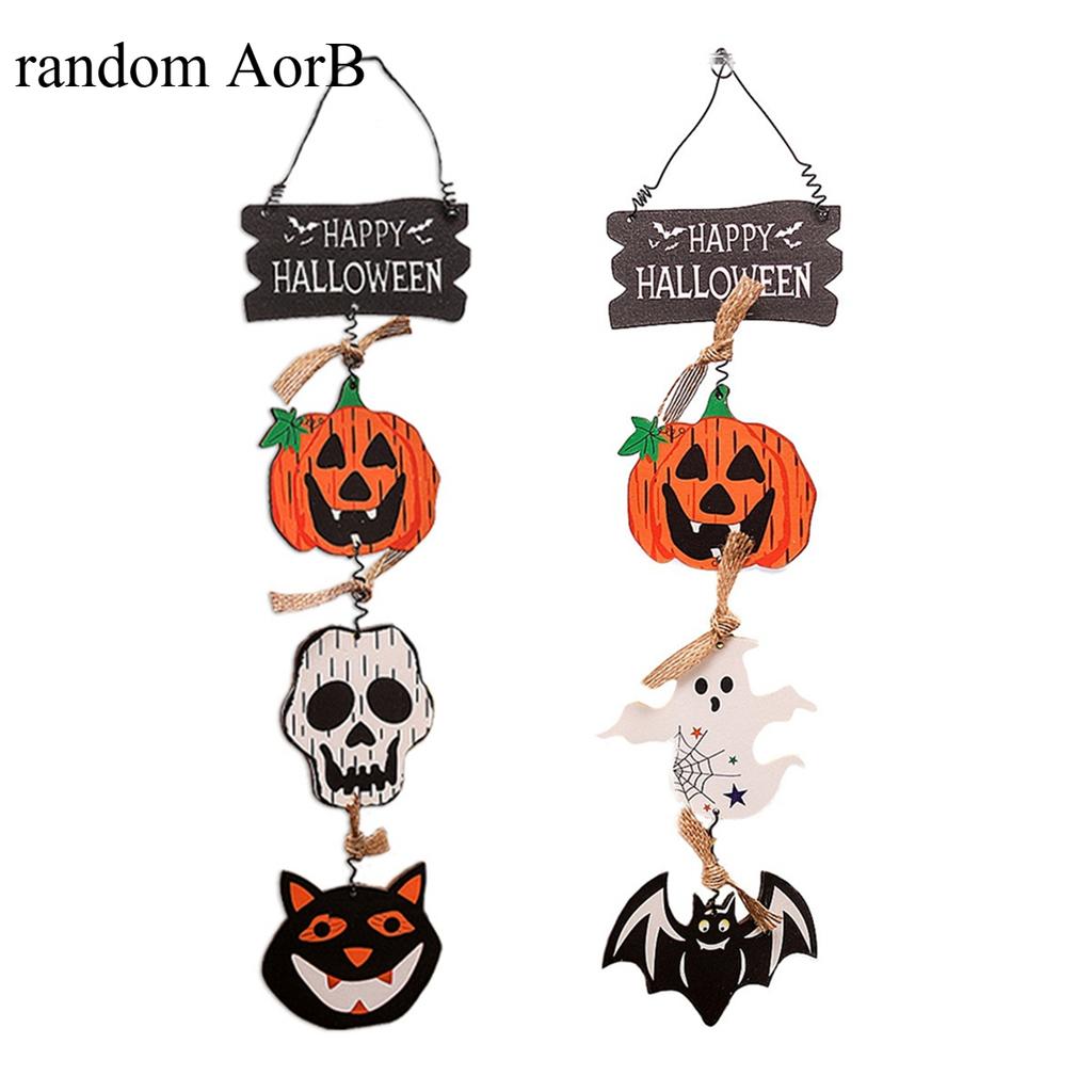 Halloween front door hanging pumpkin witch ghost flag logo Halloween home haunted house door decoration scene arrangement